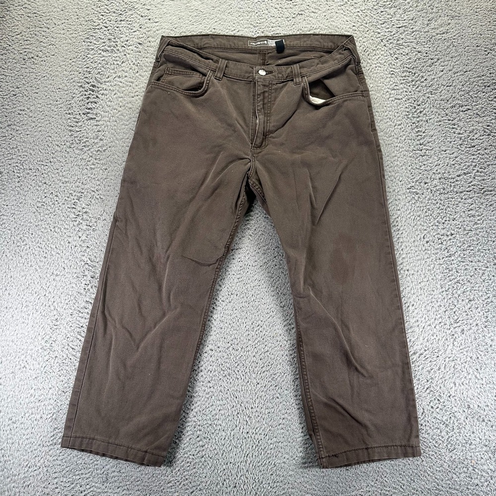 Carhartt Pant Men's 36x27 Brown Cotton Khakis Straight Relaxed Workwear Stretch